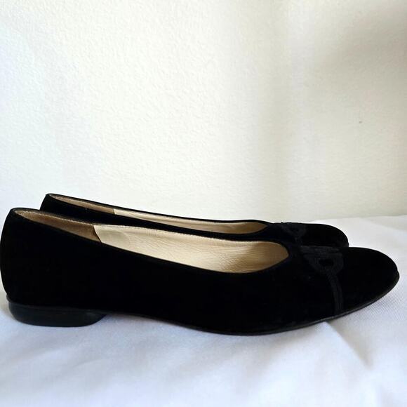 Salvatore Ferragamo Black Velvet Gancini Logo Ballet Flats Loafers Shoes 6.5 B - Picture 5 of 9